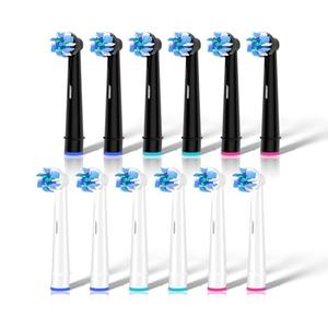 Replacement Toothbrush Heads Compatible with Oral B Braun, 12pcs Electric Toothbrush Replacement Heads Refills for Oral B Pro 1000, 9600, 500, 7000, 3000, 8000, Black and White for Home (1)