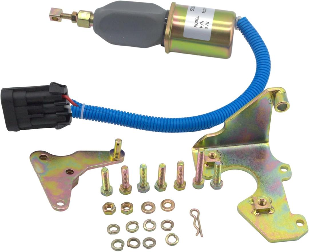 Fuel Shut Off Solenoid With Bracket Kit Compatible with Dodge Ram 2500 3500 Diesel 5.9L 1994 1995 1996 1997 1998, Replacement For Cummins 3931570 / Woodward SA-4981-12