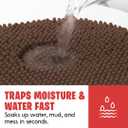 MudGuard Mat Dog Door Mat for Muddy Paws, Super Absorbent Microfiber, Non-Slip Indoor Mat, Quick Dry Chenille Mud Mat for Dogs & Entryway, Washable, Choco 19" x 30"