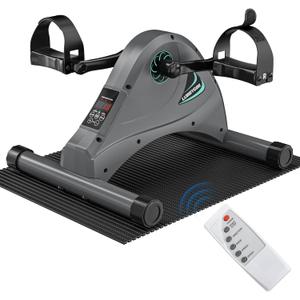 LUBBYGIM Mini Exercise Bike, Under Desk Bike Pedal Exerciser for Seniors & Physical Therapy, Electric Motorized Foot Pedal Machine for Arm and Leg Fitness, 6 Speed Levels (Dary Gray)