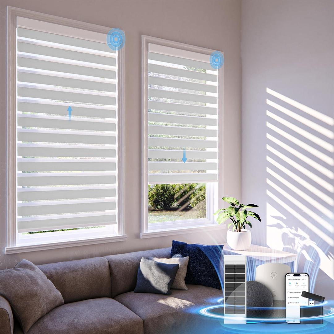 DONGFXK Motorized Zebra Blinds with Remote,Rechargeable Electric Shades