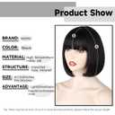 WERD Black Short Bob Wig,Straight Black Bob Wig with bangs, 10 inch Straight Bob Bangs Wig for Women Natural Looking for Daily Use