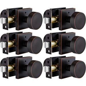 Goldenwarm Oil Rubbed Bronze Privacy Door Knobs for Interior Doors, Zinc Alloy Bronze Door Knobs Interior for Bedroom & Bathroom, Keyless Lock with Emergency Release, Adjustable & Reversible - 6 Pack