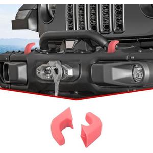 JeCar Tow Hook Covers Factory Bumper Tow Hook Protector Exterior Accessories Compatible with Jeep Wrangler 2007-2024 JK JL & Gladiator JT Truck, Pink