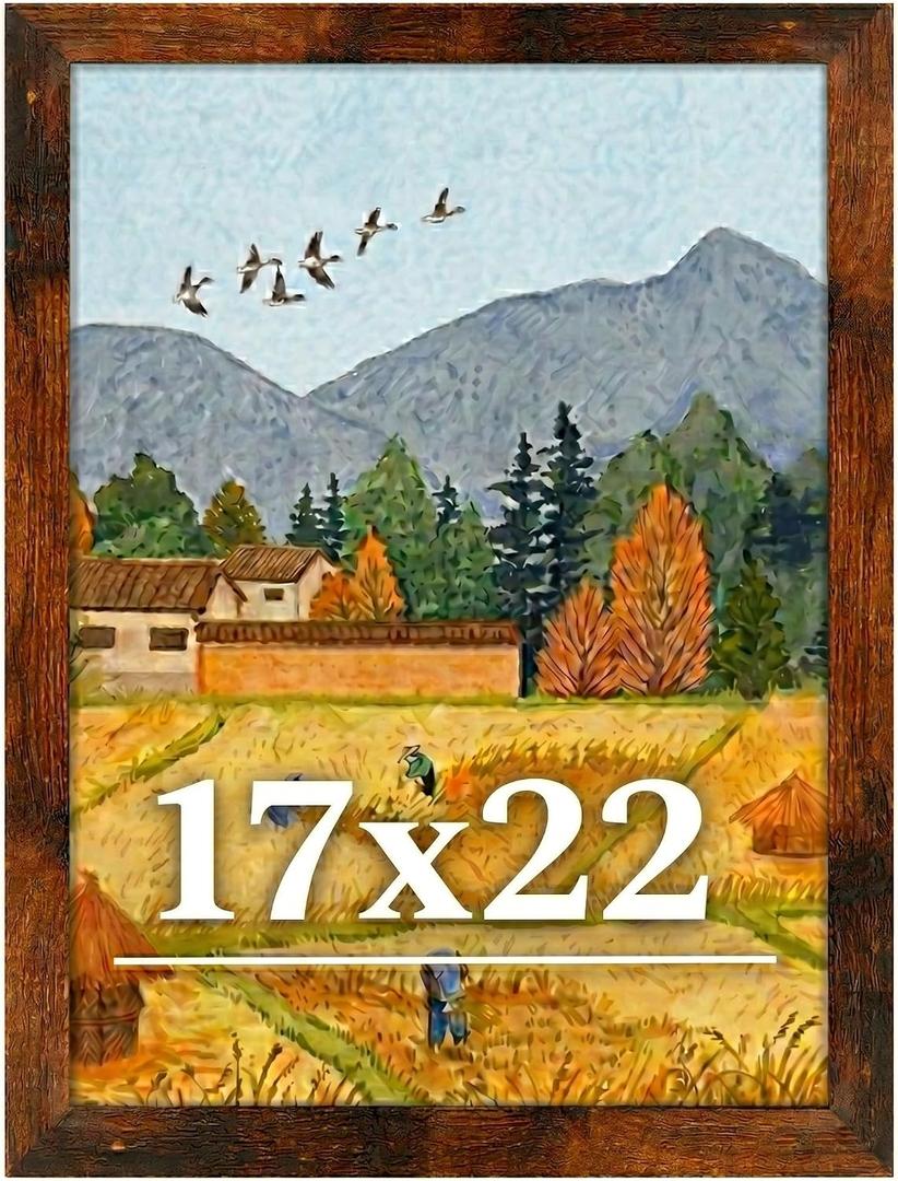 17x22 Picture Frame for Wall Display, 17x22 Brown Picture Frame with Shatter Resistant Plexiglass, Stable and Sturdy 17 x 22 Poster Frame for Wall Display, Handpicked Gift Collection, 1 Pack