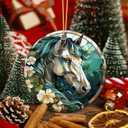 5 x Horse Ornament 2025  White Elephant Gift Ornament, Artistic Horse Lover Gift, Rustic Farmhouse Holiday Tree Decoration, Animal Art Floral, Country Home Dcor