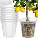 11 Inch Large Clear Nursery Pots with Drainage Holes, 3.5 Gal 10 Pack Transparent Plastic Plant Pots, Ideal for Orchids, Seedlings, Repotting & Observing Root Growth & Soil Moisture