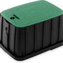 Leinuosen 15" x 21" Rectangular Jumbo Valve Box and Cover, 12 Inch Height, Black Irrigation Control Sprinkler Valve Box with Green Lid Heavy Duty for Garden Lawn, Park, Playground