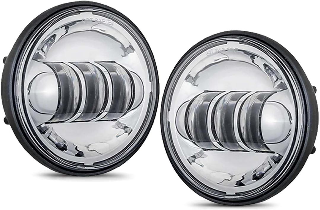 SKTYANTS 4.5 Inch LED Motorcycle fog Lights 30W Fog Lamp LED Motorcycles Passing Auxiliary Lamp Driving Light Compatible with Softail Electra Glide(Chrome)