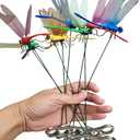 12PCS Fake Dragonfly Pole Clips,4 Color SetDragonfly Clip, Outdoor 3D Dragonfly Garden Decorative Clips,Dragonfly Clip Decorative Crafts, Outdoor Dragonfly Decoration For Garden Decoration (12PCS)
