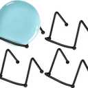 4 Pcs 2 Inch Small Plate Holder Display Stands Mini Metal Black Frame Stand for Picture, Book, Photo Easel, Creation, Collectibles Square Wire Plate Stands for Display Mobile Phone