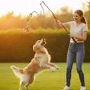 DIBBATU Flirt Pole for Dogs Interactive Dog Toys for Large Medium Small Dogs Chase and Tug of War, Dog Teaser Wand with Lure Chewing Toy for Outdoor Exercise & Training