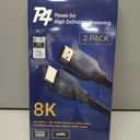 8K Certified HDMI 2.1 Cable 6.6Ft, 2-Pack with Bonus Female to Female Coupler - Ultra High Speed Braided Cord for PS5, Xbox, Apple TV, and More!