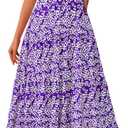 PRETTYGARDEN Womens 2026 Summer Dresses Fashion Clothing Floral Maxi Dress Ruffle Long Flowy Boho Beach Vacation Sundresses (Purple, L)