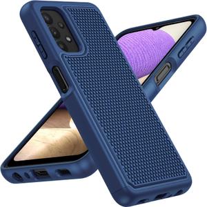 JXVM for Galaxy A32-5G Phone Case: Samsung A32 5G Military Grade Drop Protection, 14ft Drop Tested, Screen Protector Included, Anti-Slip Textured, TPU+PC Dual Layer Shockproof Cover (Navy Blue)