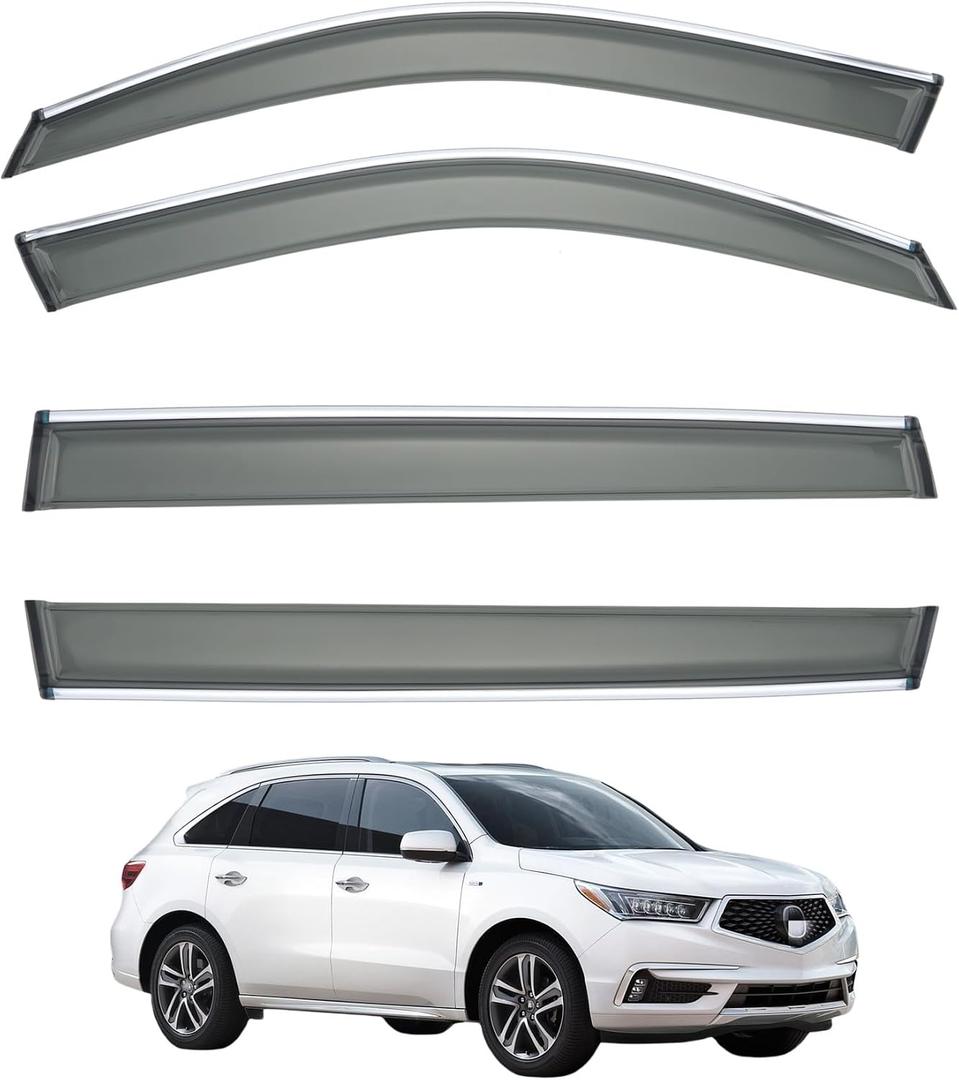 Yakitoko Window Visors Vent Sun Shade Rain Guards for Acura MDX 2014-2020 Chrome Trim 4PCS