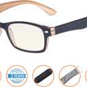 CessBlu Blue Light Filter Eyeglasses,Anti Blue Rays Readers,Computer Reading Glasses for Men Women(Black-Brown) +0.5