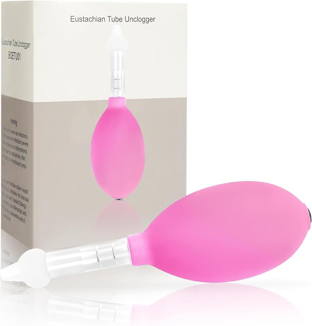 Eustachian Tube Unclogger, Ear Popper Ache Clogged Congestion Tinnitus Migraine Relief Device, Inner Ear Pressure Balance (Pink, One Size)