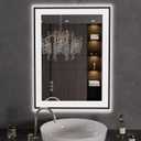 LOAAO 24"X32" LED Bathroom Mirror Black Framed, Anti-Fog, Dimmable, Lighted Bathroom Vanity Mirror for Wall, Memory Function, Tempered Glass