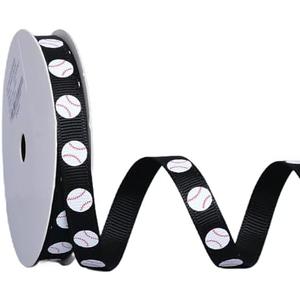Ribest Baseball Ribbon, 3/8 Inch Grosgrain Sports Ribbon for Crafts Hair Bows Gift Wrapping Team Decor Party Decorations, Black/White/Red, 10 Yards 2 Pack
