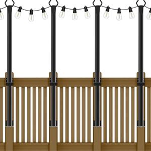 AHRLHR 4-Pack 5 Ft String Light Poles, String Light Poles for Outside with Fixing Clips,Hanging Light Poles for Deck Fence Garden Backyard Wall Bistro,Metal Poles for Outdoor String Lights