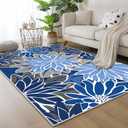 ZonLi Outdoor Rug 8x10Ft Waterproof Multicolored Blue Grey Indoor Area Rug