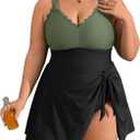 Charmo Plus Size Swimsuit for Women Swim Dress Scalloped One Piece Tummy Control Bathing Suit Ruched Swim Suits 2026, 1X