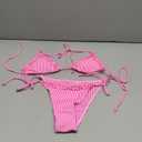 Verdusa Women's 2 Piece Striped Halter String Cute Bikini Sets Swim Suits Cheeky Triangle Bathing Suit (M)