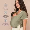 Ergobaby Aura Baby Wrap Carrier for Newborn 0-12 Months (8-25 lbs) - Soft Stretchy Infant Wrap Carrier with Hip-Healthy Positioning, Pre-Tied Design - Olive Diamond
