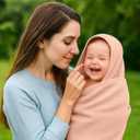 Preboun 6 Pcs Muslin Hooded Baby Towels and Washcloths 32"x 32" Cotton Newborn Bath Towel Anti-Shrink Infant Baby Blankets with Hood 12"x 12" Washcloths for Girl Boy Toddler(Pink,Dark Purple)