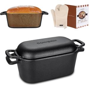 3.6QT Oval Dutch Oven for Bread Baking - Pre-Seasoned Cast Iron Sourdough Bread Pan with Lid