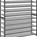 Nunsino Shoe Rack, Long Shoe Organizer, Max Holds 62 Pairs,10 Tier Metal Shoe Storage Shelf,5-Tier Stackable Shoes Organizer for Garage, Entryway, Black