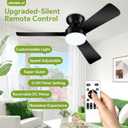 Ceiling Fans with Lights - 42 Inch Low Profile Ceiling Fan with Light and Remote, Reversible DC Motors, 3CCT Dimmable Timer Noiseless, Black Flush Mount Ceiling Fan for Bedroom/Living Room