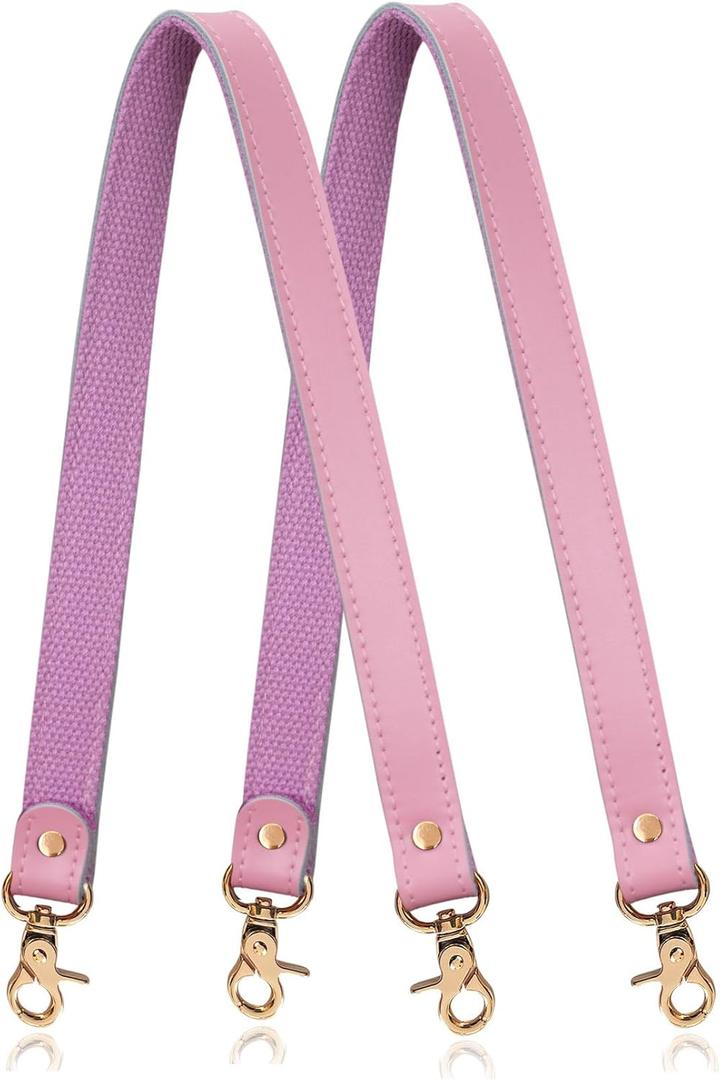 Allzedream Genuine Leather Purse Strap Sewing Canvas Replacement Handbag Shoulder Bag 2 Pcs (Pink, Gold Hareware)