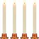 Glasseam Glass Tapered Candlestick Holders: 4Pcs Amber Small Candle Sticks Holder Decor Short Taper Candle Holders for Table Centerpiece Vintage Thanksgiving Christmas Farmhouse Decoration