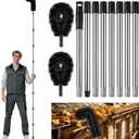 10.5FT Gutter Cleaning Tools from The Ground, Adjustable Rain Gutter Cleaning Brush with Pole, Long-Reach Gutter Cleaner & Brush, Ladder-Free Removal of Leaves, Branches & Debris
