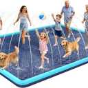 204"x 204" Gaint Splash Pad for Dogs, Non-Slip, Rantangle Splash Pad for Kids Ages 4-8,Giant Splash Pads for Toddlers 1-3, Dog Sprinkler Shallow Pool, Outdoor Water Toys for Backyard, Teal