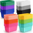 Dandat 36 Pcs Plastic Cubby Bins Classroom Cubby Organization Book Bins for Classroom Bulk Toy Storage Baskets Stackable Assorted Colors Storage Containers for Home Office School Nursery Playroom