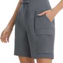 baleaf Women's 7" Hiking Shorts High Waist Water Resistant Quick Dry Lightweight Zip Pockets Workout Athletic Shorts Travel (M, Graphite Gray)
