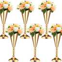 Potchen 6 Pcs Flower Trumpet Gold Vase Tabletop Centerpiece Gold Tall Flower Vases Bulk Wedding Table Decorative Centerpiece Table Decorations Arrangements for Floral Party Anniversary Birthday(M)