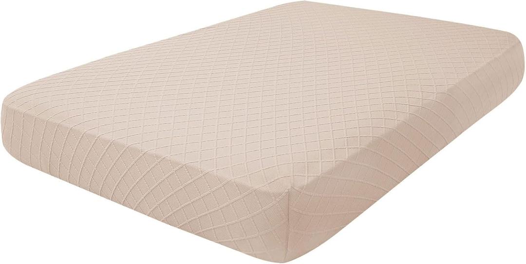 hyha Outdoor Couch Cushion Covers, Sectional Couch Sofa Covers Washable, Jacquard Diamond Lattice, Stretch Sofa Seat Cushion Cover for Indoor/Outdoor Patio Furniture (1 Piece for Medium, Light Camel)