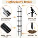 1 Pack Garden Obelisk Trellis for Climbing Plants Outdoor, 6.7FT Adjustable Metal Plant Support with 3 Decorative Tops, Black Rustproof Trellis for Roses, Tomatoes, Clematis & Vines
