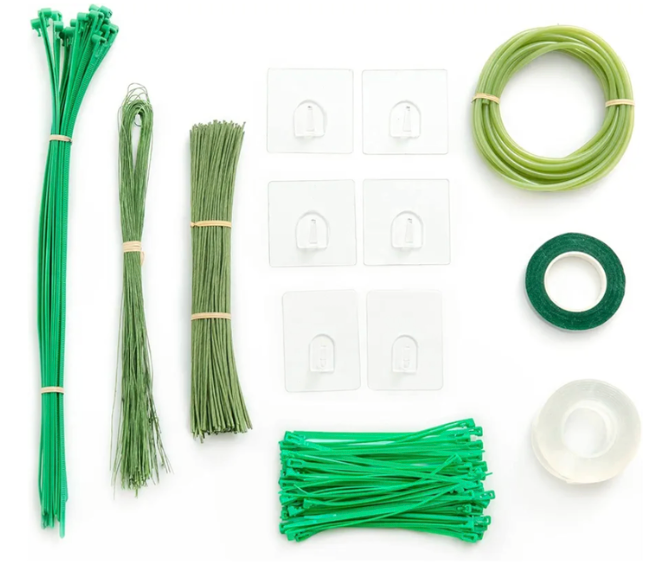 Ling's moment DIY Tools Set for Wedding, 7 Kinds of DIY Accessories Include Artificial Flower Stems Iron Wire Adhesive Hooksand Floral Tape Double Sided Tape Recyclable Cable Ties and Tubing