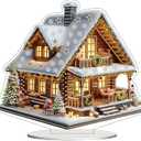 JJFox DIY 5D Tabletop Diamond Art Painting Kit Desktop Ornament Special Shaped Rhinestone Desk Placement OrnamentHome Office Stand Up Gem Painting Craft KitGift (Christmas House)