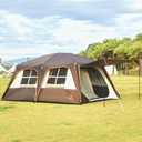 KTT Extra Large Tent 12 Person,Family Cabin Tents,Awning,2 Rooms,4 Doors and 4 Windows with Mesh,Straight Wall,Waterproof,Double Layer,Big Tent for Outdoor,Picnic,Camping,Family Gathering