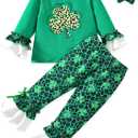 HINTINA Toddler Baby Girl Bell Bottom Flare Pant Outfits (Green)