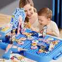 STEM Design and Drill Toy for Kids Ages 3-14, 258 Pcs Electric Drill Toy,Creative Building Toys,Magic Montessori Play Toolbox for Toddler Boys Girls,STEM Toys for Boys Girls Elementary School