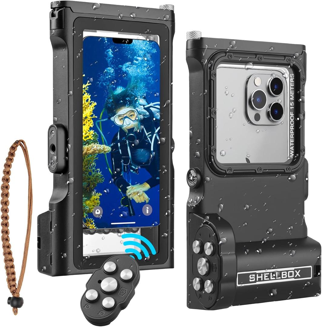 Universal Underwater Diving Phone Case with Bluetooth Controller, IP68 50FT Waterproof for iPhone 17 (Standard Only), iPhone 16/15/14/13/12/11 & Galaxy S24/S23/S22, Black (3RD Gen Pro)