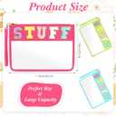 Nuanchu 9 Pcs 11.8 x 7.8 Inch Clear Stuff Pouch for Travel Makeup Chenille Letter Bags PVC Waterproof, Cosmetic Pouch Preppy Gifts for Mom Teacher Nurse Team