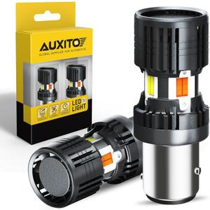 AUXITO 2025 Latest CANBUS 1157 Switchback LED Bulbs 2357 2057 7528 BAY15D Dual Color Amber/White Anti Hyper Flash Built-in Resistor Error Free Turn Signal Lights and DRL/Parking Lights, Pack of 2